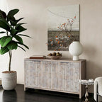 Farmhouse Style 4-Door Wooden Sideboard Buffet Cabinet