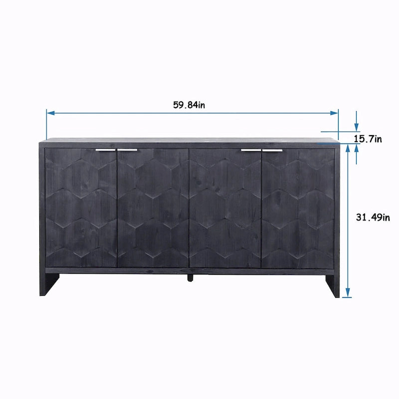 Farmhouse Style 4-Door Wooden Sideboard Buffet Cabinet