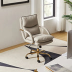 Modern Faux Leather Adjustable Height Tilting Office Chair with 360° Swivel & Metal Base