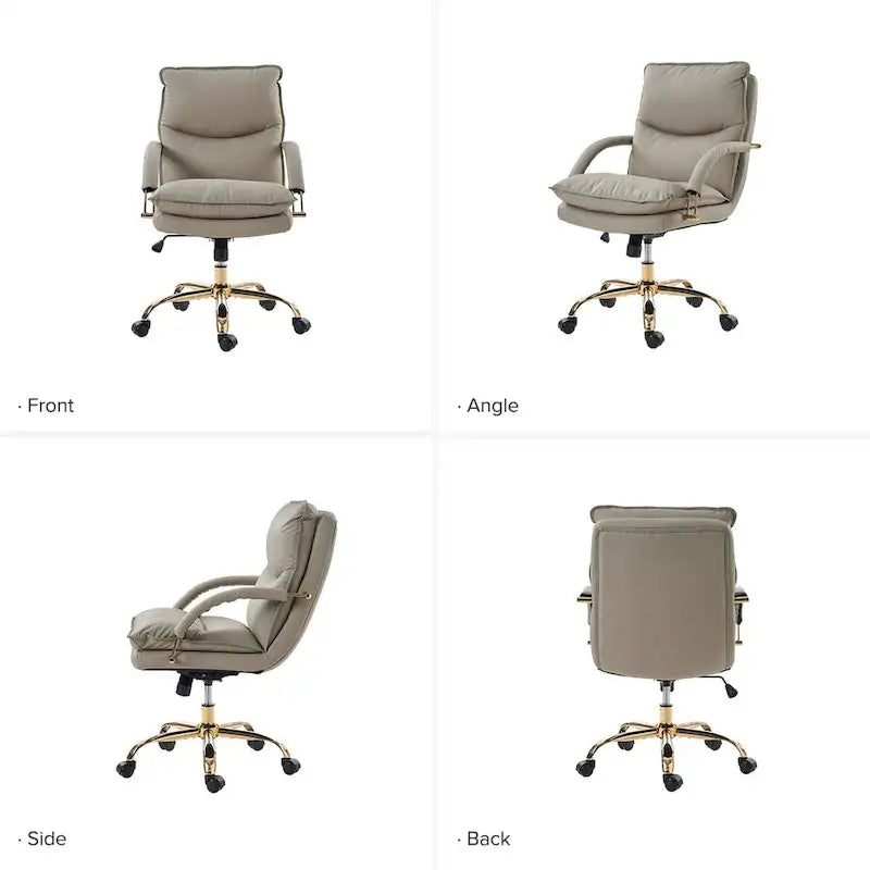 Modern Faux Leather Adjustable Height Tilting Office Chair with 360° Swivel & Metal Base