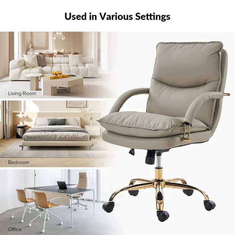 Modern Faux Leather Adjustable Height Tilting Office Chair with 360° Swivel & Metal Base