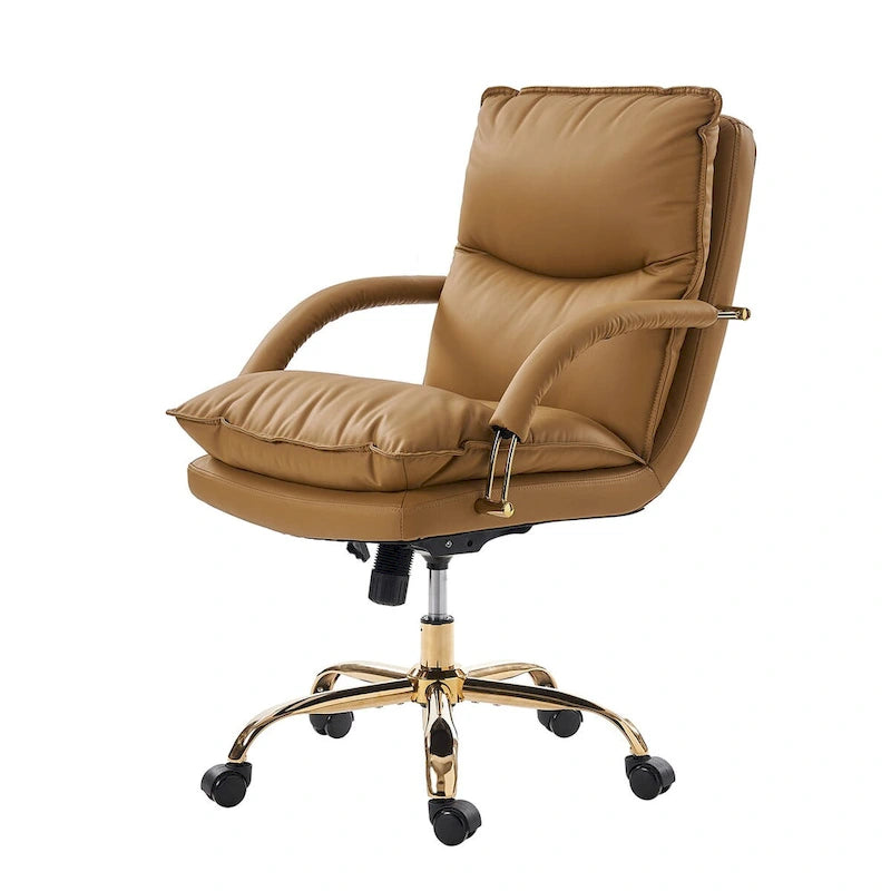 Modern Faux Leather Adjustable Height Tilting Office Chair with 360° Swivel & Metal Base