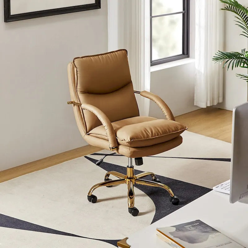 Modern Faux Leather Adjustable Height Tilting Office Chair with 360° Swivel & Metal Base
