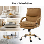 Modern Faux Leather Adjustable Height Tilting Office Chair with 360° Swivel & Metal Base