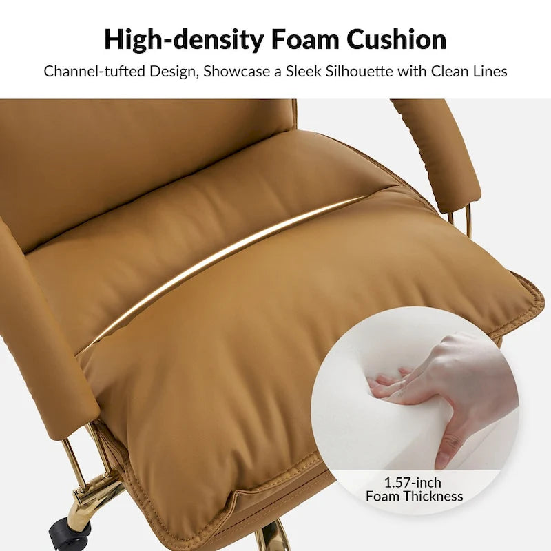 Modern Faux Leather Adjustable Height Tilting Office Chair with 360° Swivel & Metal Base
