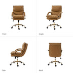 Modern Faux Leather Adjustable Height Tilting Office Chair with 360° Swivel & Metal Base