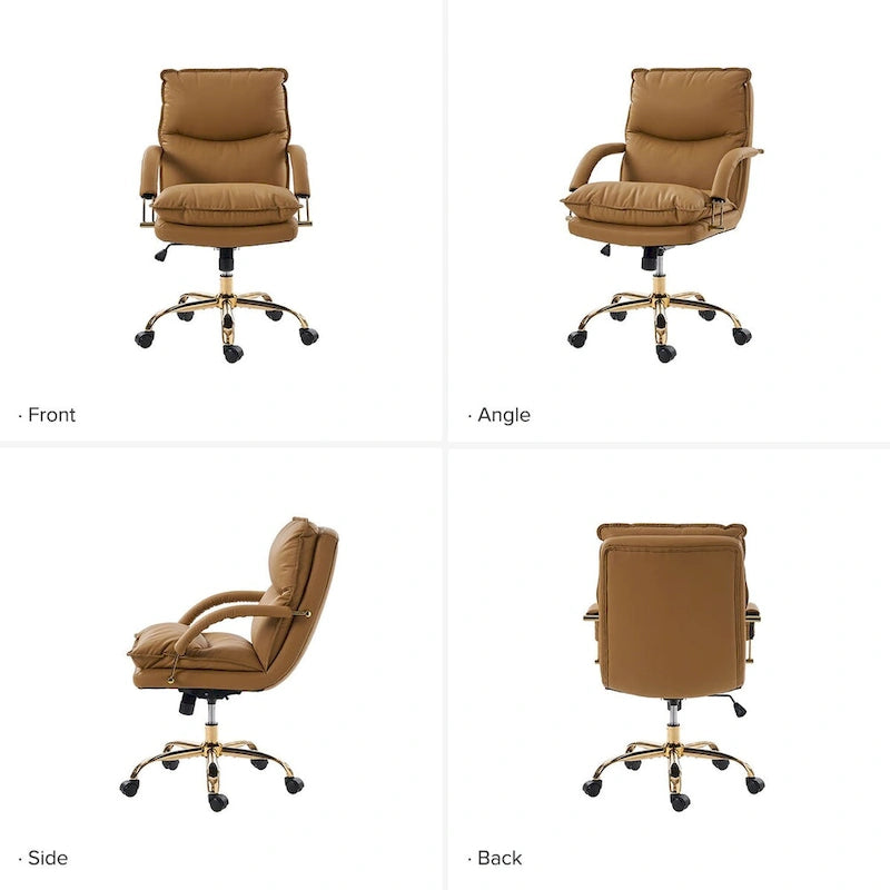 Modern Faux Leather Adjustable Height Tilting Office Chair with 360° Swivel & Metal Base