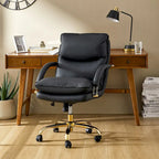 Modern Faux Leather Adjustable Height Tilting Office Chair with 360° Swivel & Metal Base