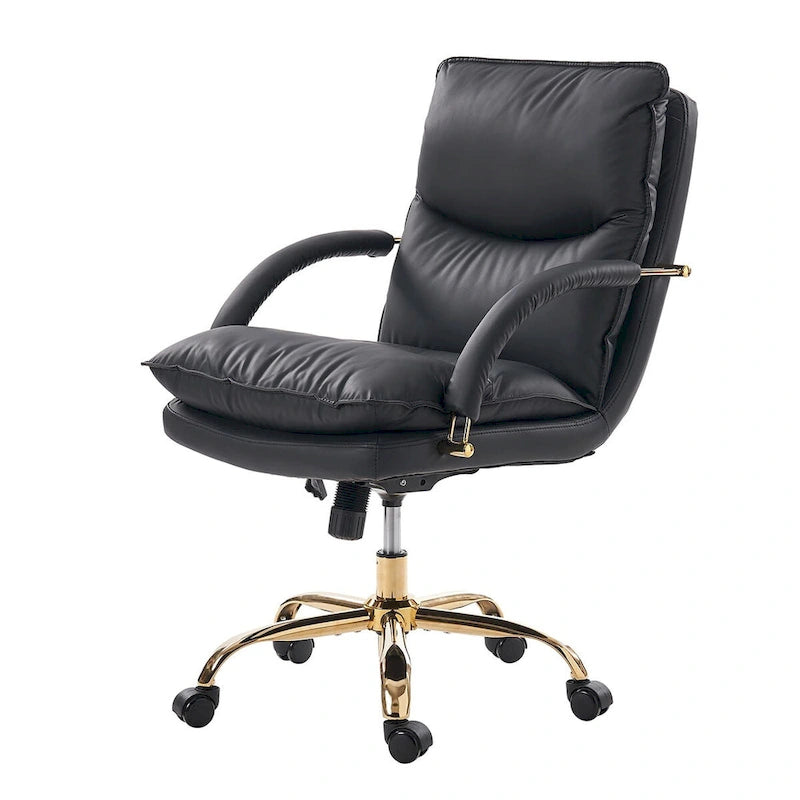 Modern Faux Leather Adjustable Height Tilting Office Chair with 360° Swivel & Metal Base