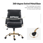 Modern Faux Leather Adjustable Height Tilting Office Chair with 360° Swivel & Metal Base