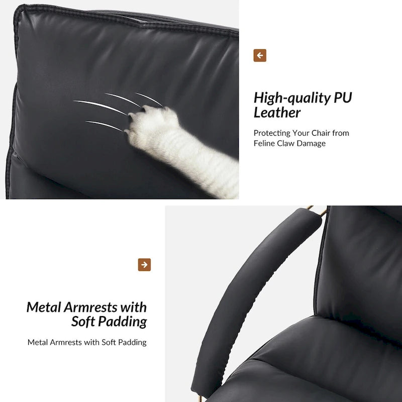 Modern Faux Leather Adjustable Height Tilting Office Chair with 360° Swivel & Metal Base
