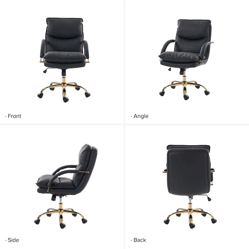 Modern Faux Leather Adjustable Height Tilting Office Chair with 360° Swivel & Metal Base