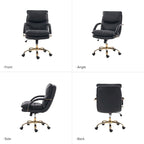 Modern Faux Leather Adjustable Height Tilting Office Chair with 360° Swivel & Metal Base