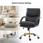 Modern Faux Leather Adjustable Height Tilting Office Chair with 360° Swivel & Metal Base