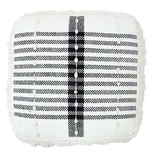 18-Inch White 100% Cotton Ottoman – Decorative & Functional Accent Seat