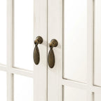 Mid-Century Modern Wood Accent Cabinet with Mirrored Doors & Brass Handles – Sideboard Buffet