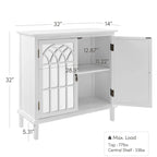 Mid-Century Modern Wood Accent Cabinet with Mirrored Doors & Brass Handles – Sideboard Buffet