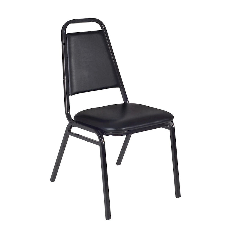 48" Square Breakroom Table with Tapered Legs & 4 Stack Chairs – Maple/Black