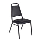 48" Square Breakroom Table with Tapered Legs & 4 Stack Chairs – Maple/Black