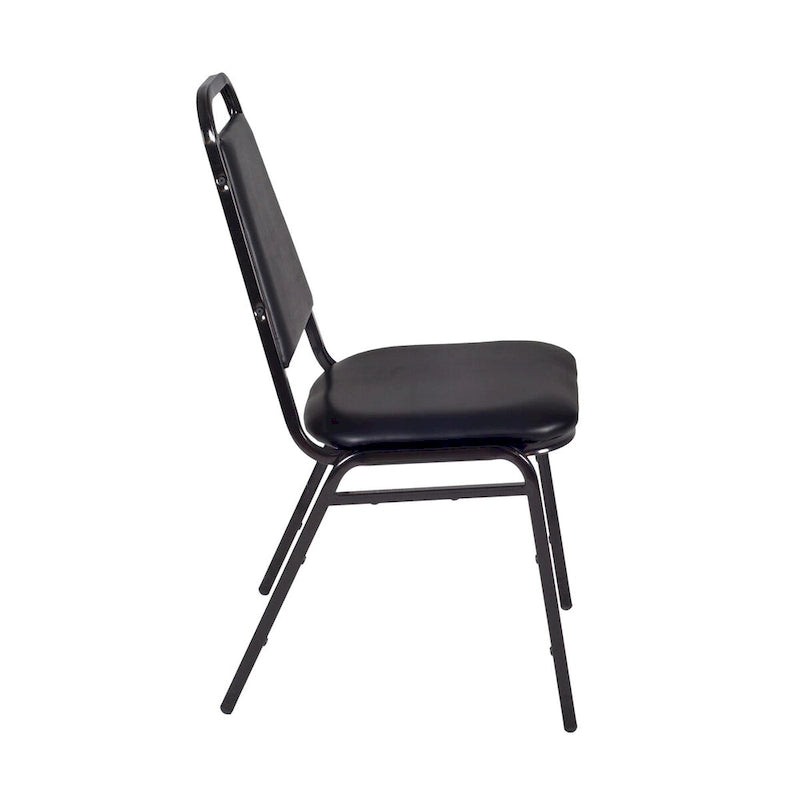 48" Square Breakroom Table with Tapered Legs & 4 Stack Chairs – Maple/Black