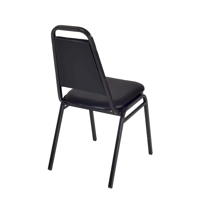 48" Square Breakroom Table with Tapered Legs & 4 Stack Chairs – Maple/Black