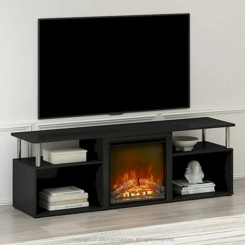 Jensen Open Storage No-Heat Decorative Electric Fireplace TV Stand for TVs up to 70 Inch