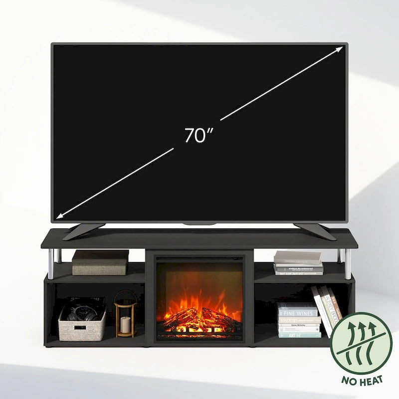 Jensen Open Storage No-Heat Decorative Electric Fireplace TV Stand for TVs up to 70 Inch