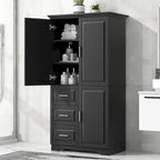 Tall and Wide Storage Cabinet with Doors and Three Drawers